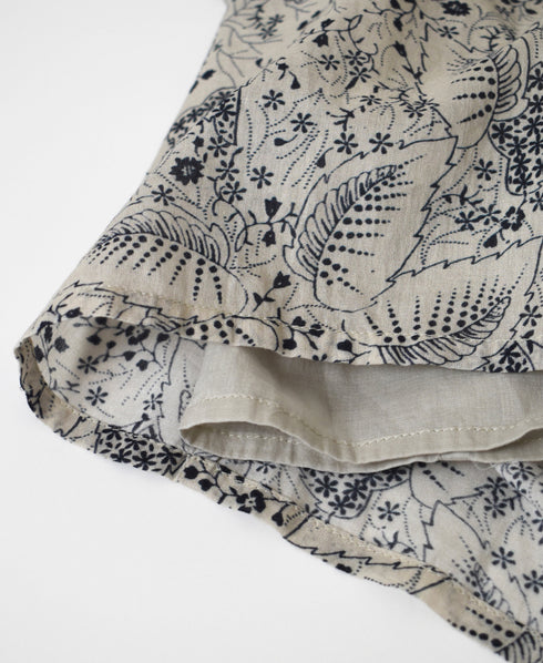 NSL26065 80s VOILE LEAF & FLOWER PRINT GATHERED SKIRT