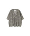 NSL26072 80s VOILE TWO TONE FLOWER PRINT V-NECK PINTUCK S/SL SHIRT