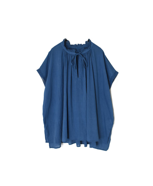 NSL26092 80s COTTON VOILE LACE LACE&STRING COLLAR GATHERED SHIRT
