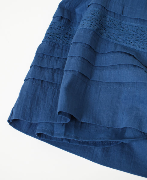 NSL26093 80s COTTON VOILE LACE GATHERED SKIRT