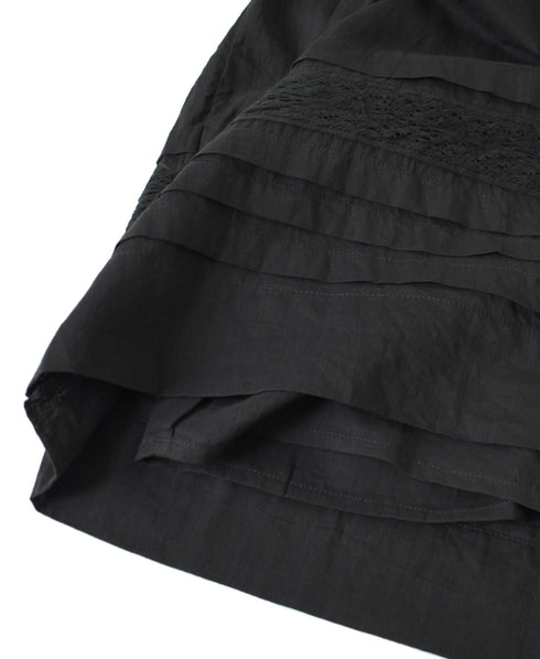 NSL26093 80s COTTON VOILE LACE GATHERED SKIRT