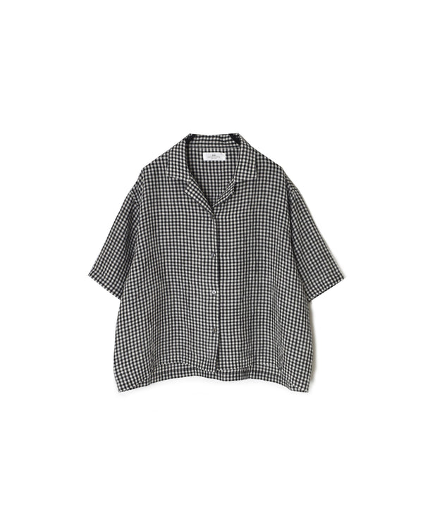 INSL26311 60s LINEN GINGHAM CHECK OPEN COLLAR SHIRTS