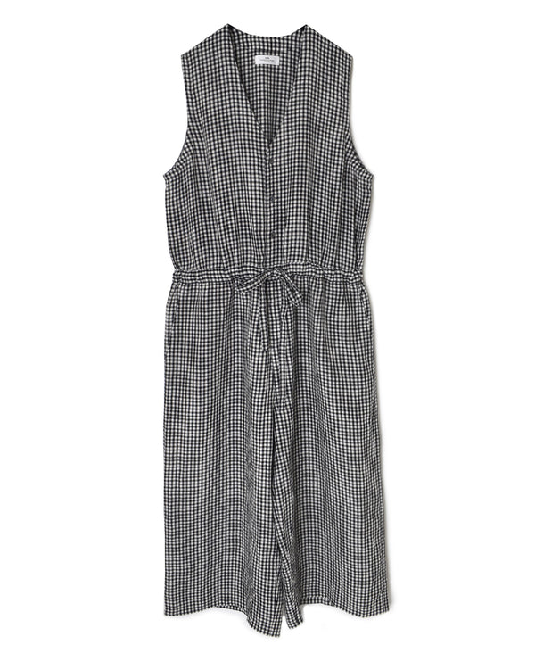 INSL26314 60s LINEN GINGHAM CHECK NO/SL OVERALLS