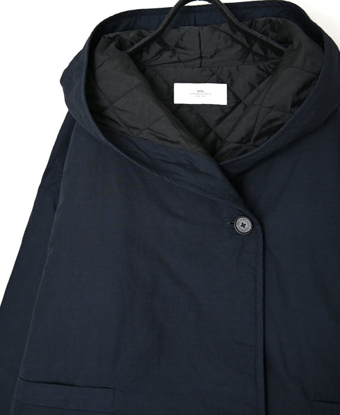 NSL26521 40s COTTON POPLIN PLAIN QUILTED LINING HOODED JACKET