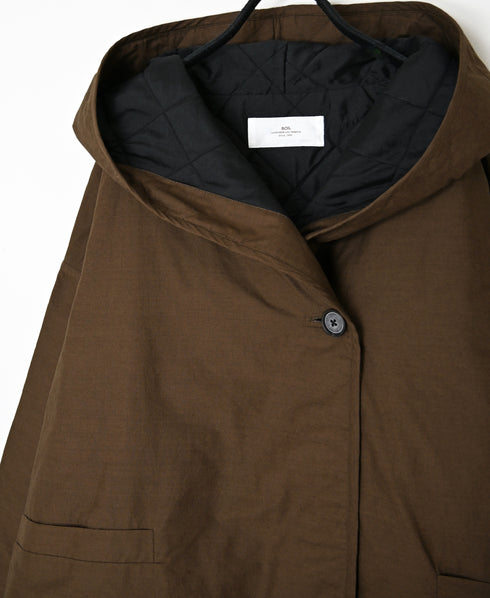 NSL26521 40s COTTON POPLIN PLAIN QUILTED LINING HOODED JACKET