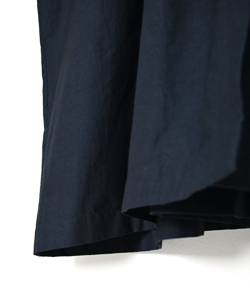 NSL26523 40s COTTON POPLIN PLAIN BAND COLLAR BACK SIDE GATHERED DRESS