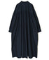 NSL26523 40s COTTON POPLIN PLAIN BAND COLLAR BACK SIDE GATHERED DRESS