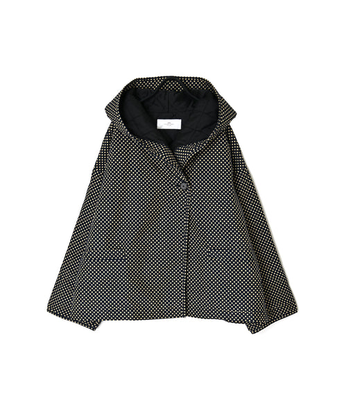 NSL26531 40s COTTON POPLIN DOT PRINT QUILTED LINING HOODED JACKET