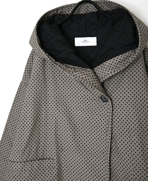 NSL26531 40s COTTON POPLIN DOT PRINT QUILTED LINING HOODED JACKET