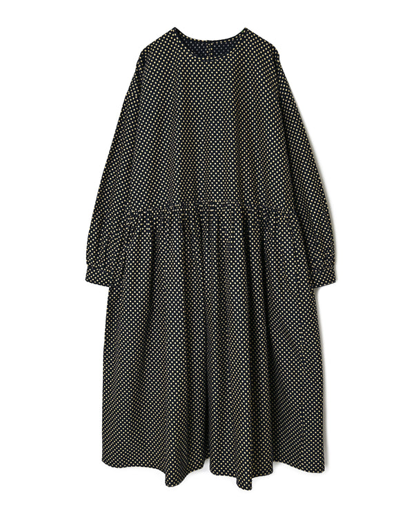 NSL26534 40s COTTON POPLIN DOT PRINT CREW NECK PULLOVER DRESS