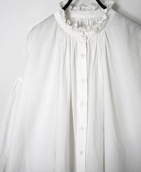 NSL26551 60s COTTON CAMBRIC PLAIN WITH LACE LACE FRILL COLLAR SHIRT