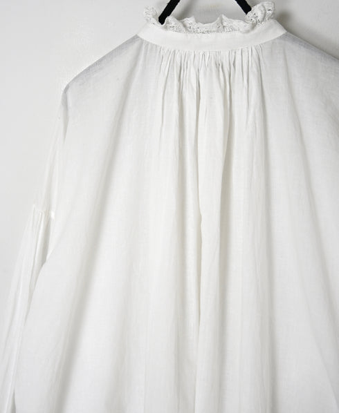 NSL26551 60s COTTON CAMBRIC PLAIN WITH LACE LACE FRILL COLLAR SHIRT