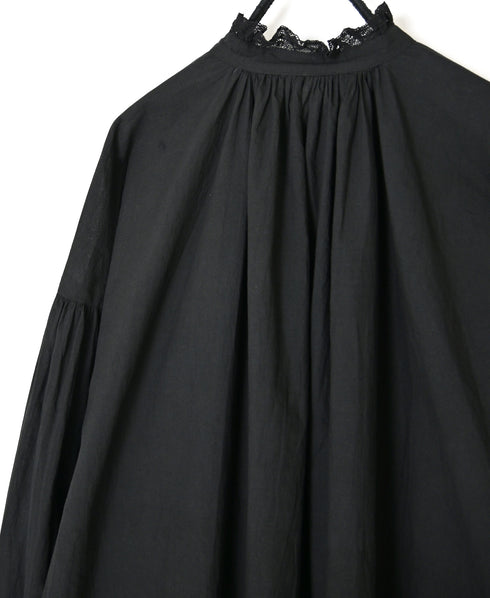 NSL26551 60s COTTON CAMBRIC PLAIN WITH LACE LACE FRILL COLLAR SHIRT