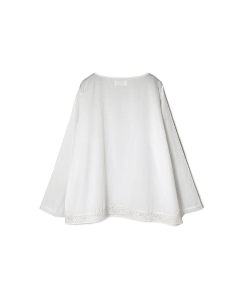 NSL26553 60s COTTON CAMBRIC PLAIN WITH LACE HEM & CUFF LACE SMOCK