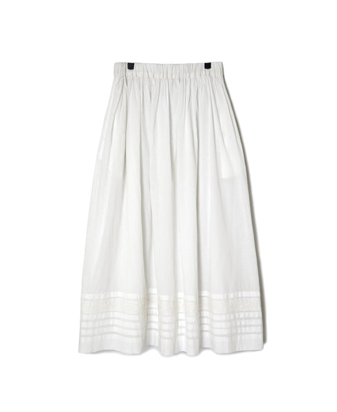 NSL26555 60s COTTON CAMBRIC PLAIN WITH LACE GATHERED SKIRT WITH PLEAT LACE