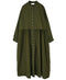NSL26562 COTTON SATIN PLAIN BANDED COLLAR LAYERED DRESS