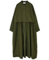 NSL26562 COTTON SATIN PLAIN BANDED COLLAR LAYERED DRESS