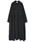 NSL26562 COTTON SATIN PLAIN BANDED COLLAR LAYERED DRESS