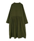 NSL26563 COTTON SATIN PLAIN CACHE COEUR DRESS WITH PLEATS