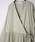 NSL26563 COTTON SATIN PLAIN CACHE COEUR DRESS WITH PLEATS
