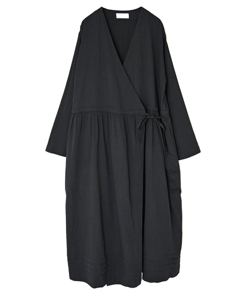 NSL26563 COTTON SATIN PLAIN CACHE COEUR DRESS WITH PLEATS