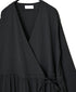 NSL26563 COTTON SATIN PLAIN CACHE COEUR DRESS WITH PLEATS