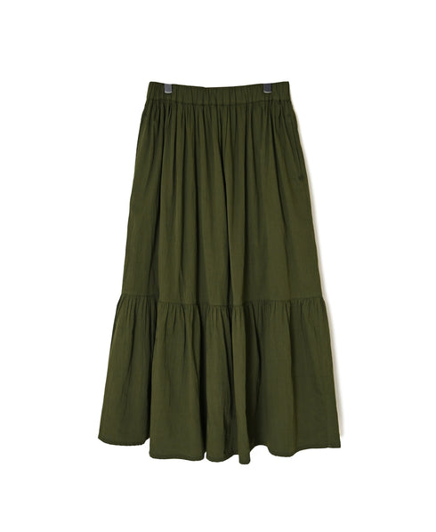 NSL26564 COTTON SATIN PLAIN TIERED GATHER SKIRT