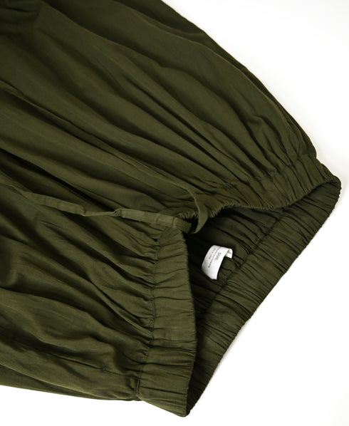 NSL26564 COTTON SATIN PLAIN TIERED GATHER SKIRT