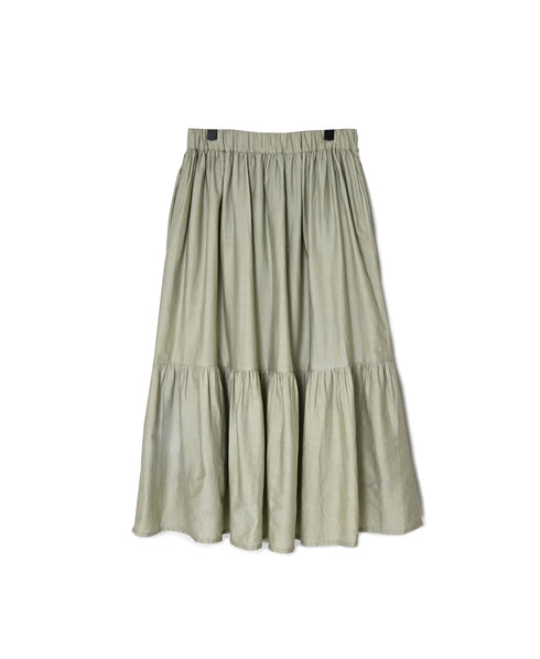 NSL26564 COTTON SATIN PLAIN TIERED GATHER SKIRT