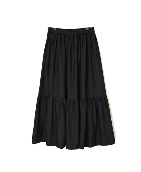 NSL26564 COTTON SATIN PLAIN TIERED GATHER SKIRT