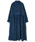 NSL26573 COTTON SATIN FLOWER PRINT BAND COLLAR LAYERED DRESS