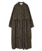 NSL26573 COTTON SATIN FLOWER PRINT BAND COLLAR LAYERED DRESS