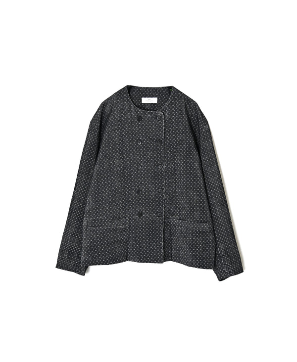 NSL26581 MINI CORDUROY CROSSHATCH PRINT NO COLLAR DOUBLE JACKET