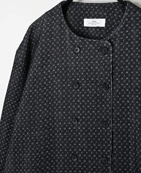 NSL26581 MINI CORDUROY CROSSHATCH PRINT NO COLLAR DOUBLE JACKET