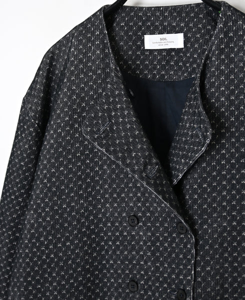 NSL26581 MINI CORDUROY CROSSHATCH PRINT NO COLLAR DOUBLE JACKET
