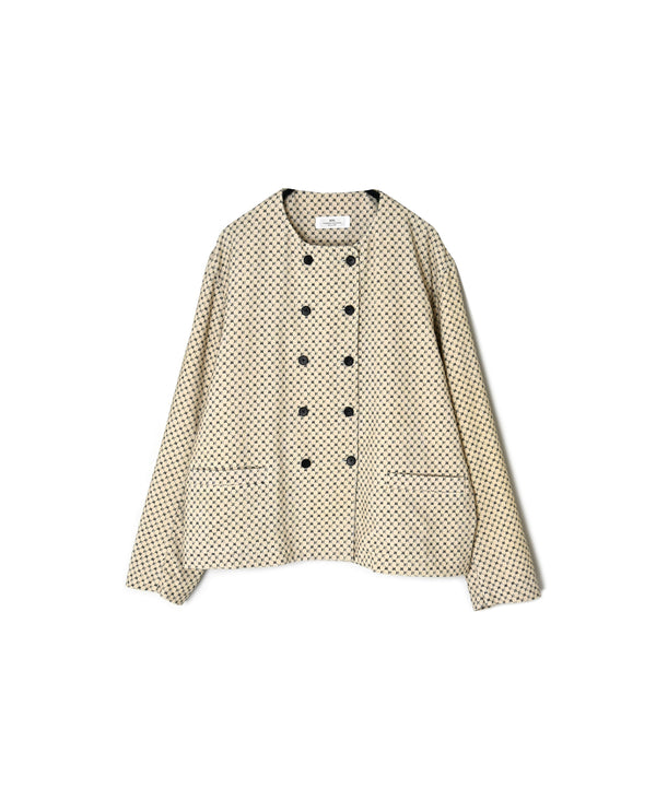 NSL26581 MINI CORDUROY CROSSHATCH PRINT NO COLLAR DOUBLE JACKET