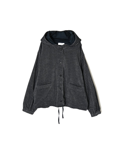 NSL26582 MINI CORDUROY CROSSHATCH PRINT HOODED BLOUSON