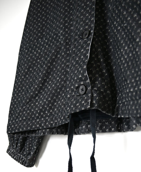 NSL26582 MINI CORDUROY CROSSHATCH PRINT HOODED BLOUSON