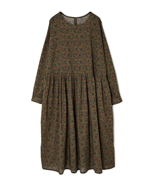 NSL26593 60s COTTON CAMBRIC FLOWER PRINT CREW NECK PULLOVER DRESS