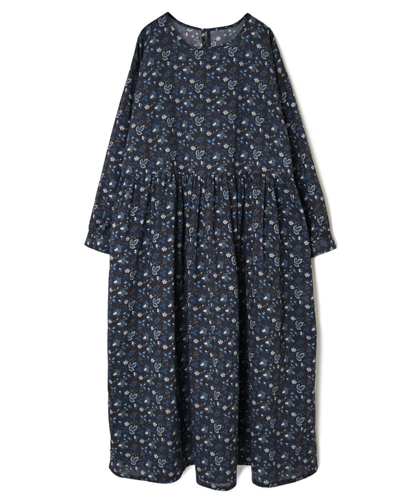 NSL26593 60s COTTON CAMBRIC FLOWER PRINT CREW NECK PULLOVER DRESS
