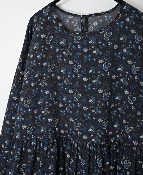 NSL26593 60s COTTON CAMBRIC FLOWER PRINT CREW NECK PULLOVER DRESS