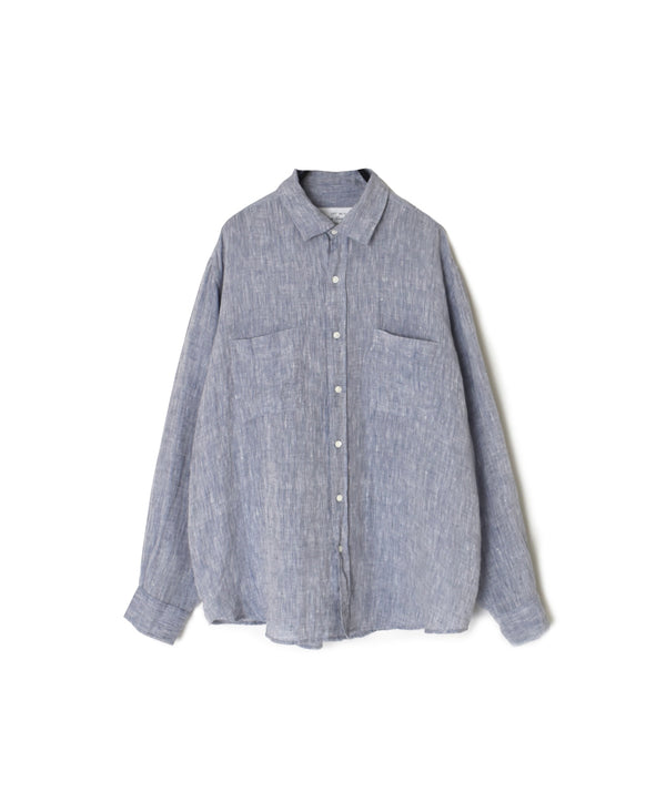 NVL1861LW 60s LINEN CHAMBRAY REGULAR COLLAR L/SL OVERSIZED SHIRT