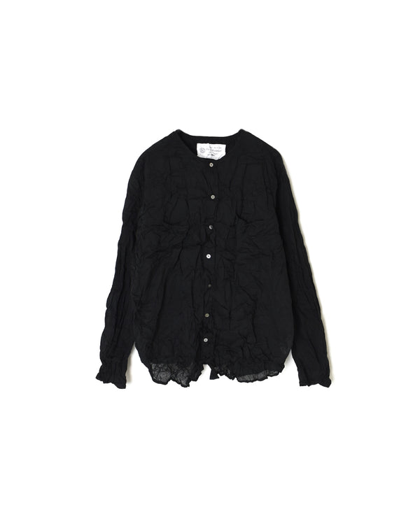 NVL2311CVW 80s ORGANIC VOILE PLAIN (WRINKLE) CREW-NECK L/SL OVERSIZED SHIRT
