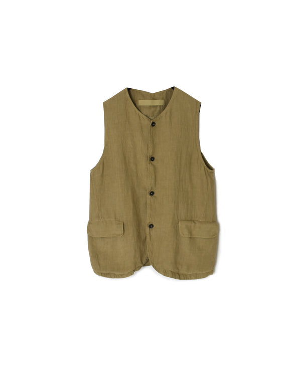 NVL2401LD 50s LINEN PLAIN (OVERDYE) NO COLLAR VEST
