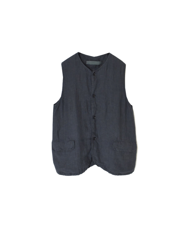 NVL2401LD 50s LINEN PLAIN (OVERDYE) NO COLLAR VEST
