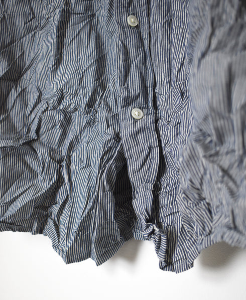 NVL2681SCW POPLIN STRIPE & CHECK WRINKLE BANDED COLLAR L/SL OVERSIZED SHIRTS