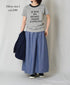 INAM2624CB DOBIE CHAMBRAY WASH PLEATED EASY SKIRT WITH LINING