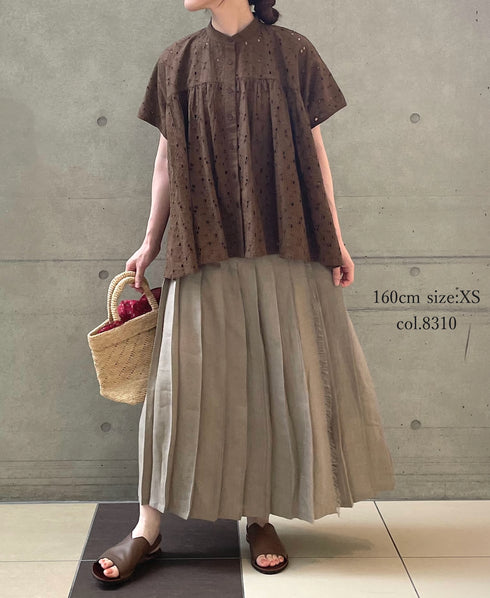 NOD0901 ILISH LINEN LOW WAIST PLEATS WRAP SKIRT LENGTH 80cm (WITH PIN)