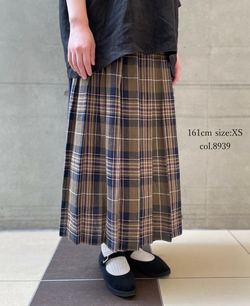 NOD2501PW ILISH LINEN LOW WAIST PLEATS WRAP SKIRT LENGTH 80cm