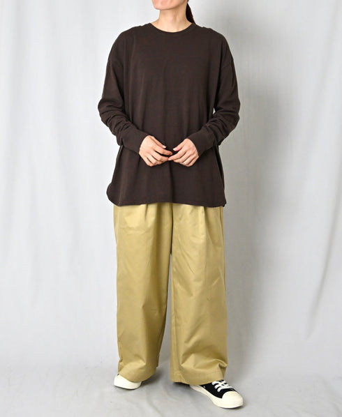 GNSL26512 COTTON SLUB SINGLE JERSEY CREW-NECK L/SL OVERSIZED T-SHIRTS